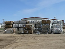Recyclables compressed and baled